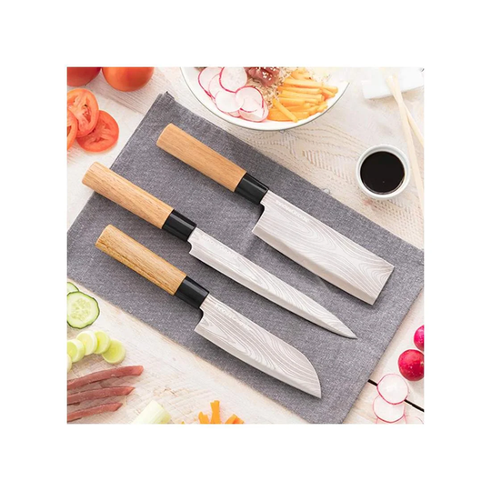 3x Japanske Knive med Etui