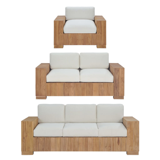 vidaXL sofasæt i 3 dele massivt teak