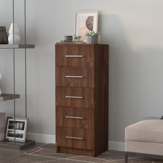 vidaXL høj kommode 41x35x106 cm spånplade brun egetræsfarve
