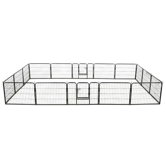 vidaXL løbegård til hunde 16 paneler stål 60 x 80 cm sort