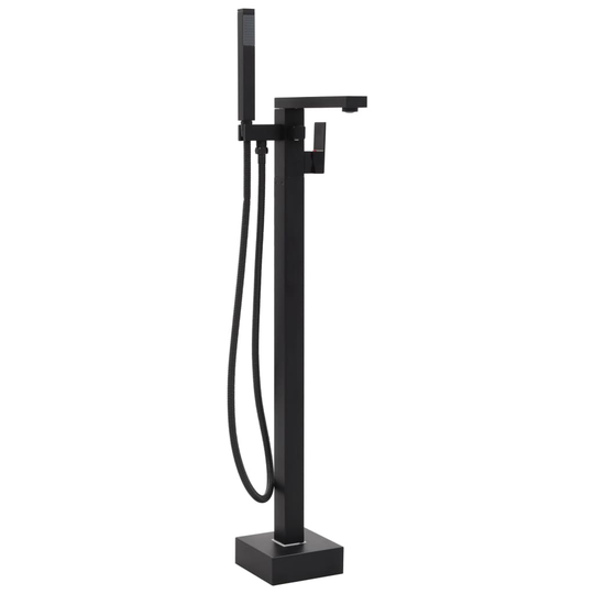 vidaXL fritstående badekarsarmatur 90 cm rustfrit stål sort