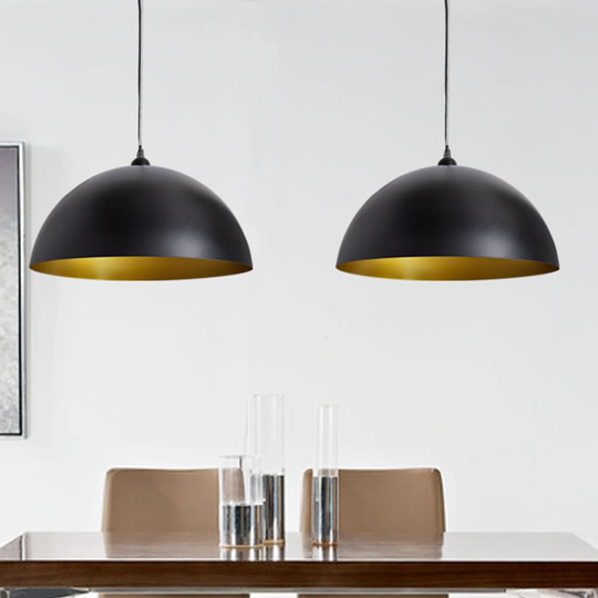 vidaXL loftslampe halvkugle 2 stk. højdejusterbar sort