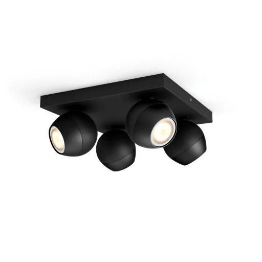 Philips Hue Buckram spotlampe inkl. lysdimmer, 4 spots, sort
