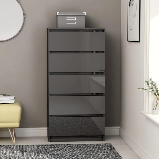 vidaXL kommode 60x35x121 cm konstrueret træ grå højglans