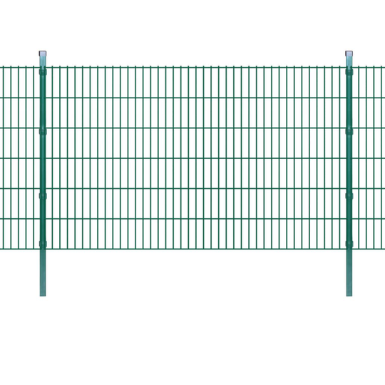vidaXL 2D paneler og pæle til havehegn, 2.008x1.230 mm, 32 m, grønne