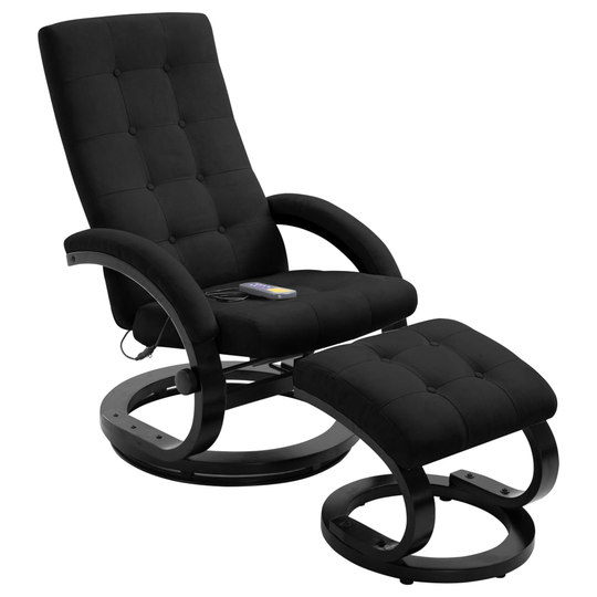 vidaXL massagestol med fodskammel ruskindsstof sort