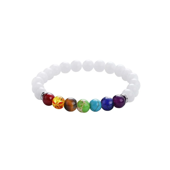 Chakra armbånd med hvide perler