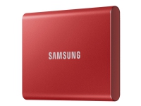 Samsung T7 MU-PC2T0R - SSD - krypteret - 2 TB - ekstern (bærbar) - USB 3.2 Gen 2 (USB-C stikforbindelse) - 256-bit AES - metalrød