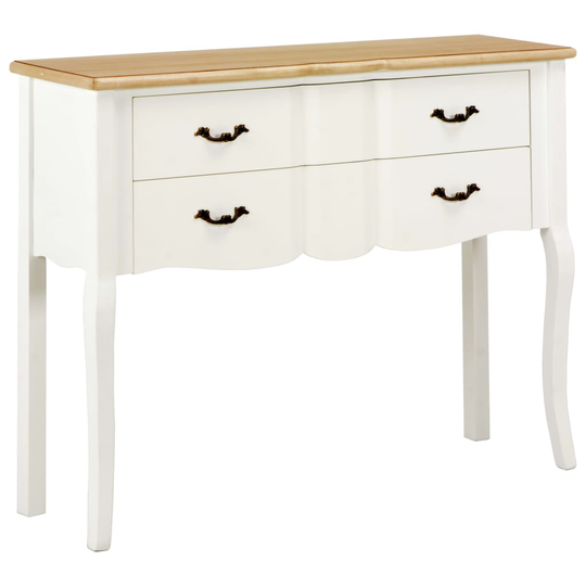 vidaXL skænk 110 x 30 x 85 cm massivt træ hvid og brun