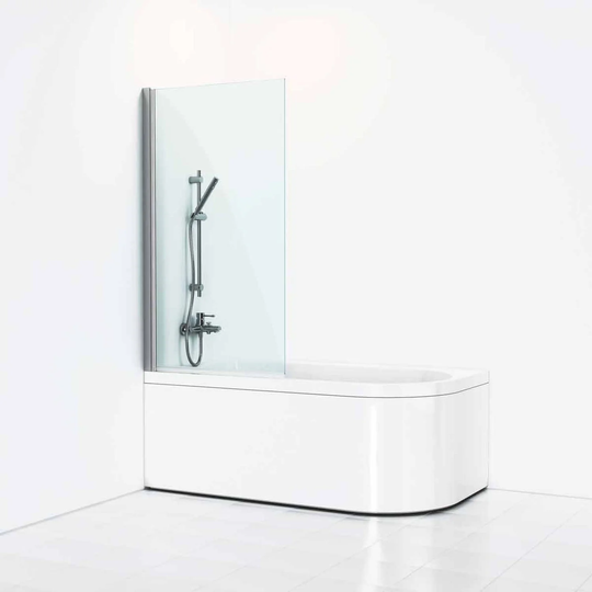 Svedbergs Skoga Rett Badekarvegg Matt Aluminium / Klart Glass