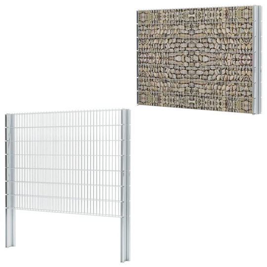 vidaXL 2D gabionhegn galvaniseret stål 2,008x1,43 m 8 m sølvfarvet
