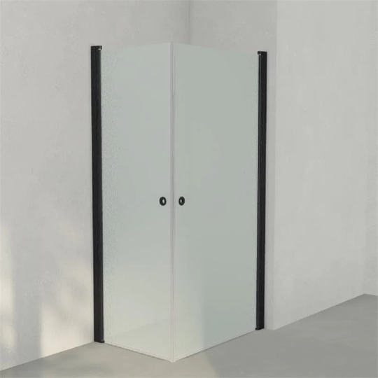INR Iconic Nordic Rooms Dusjhjørne Linc Angel Original, Frostet/stripe Glass Svart Matt / 70x100cm Frostet