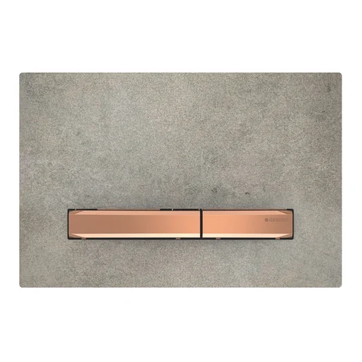 Geberit Sigma 50 kontrollpanel i betong/rødt gull