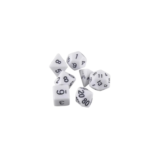 7-pack terninger til Dungeons and Dragon og andre spil (Hvid)