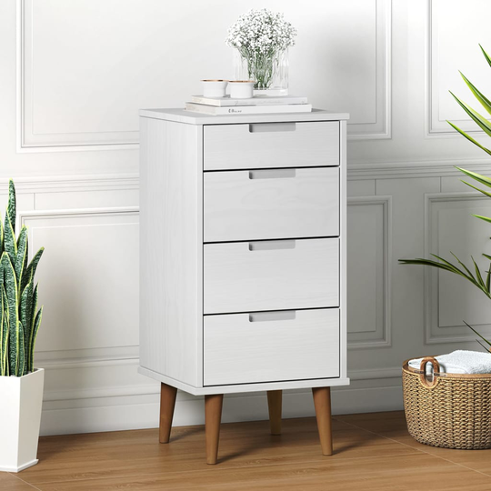 vidaXL kommode 40x35x82 cm massivt fyrretræ hvid