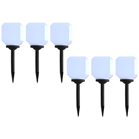vidaXL udendørs solcellelamper 6 stk. LED kubeform 20 cm hvid