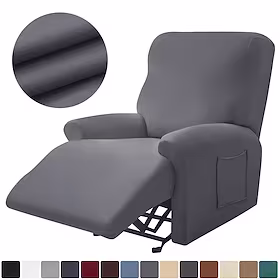 recliner slipcover for stue, stretch spandex recliner stoltrekk mykt montert hvilestolbeskytter med elastisk bunn for barn, kjæledyr (2 armlenstrekk, 1 ryggtre
