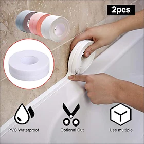 2 stk caulk strip tape pvc selvklebende dekorativ forseglingstape brukt til kjøkkenvask toalett bad badekar gulv veggkant 0,87''10,5ft/2,2320cm