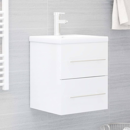 vidaXL vaskeskab 41x38,5x48 cm spånplade hvid højglans