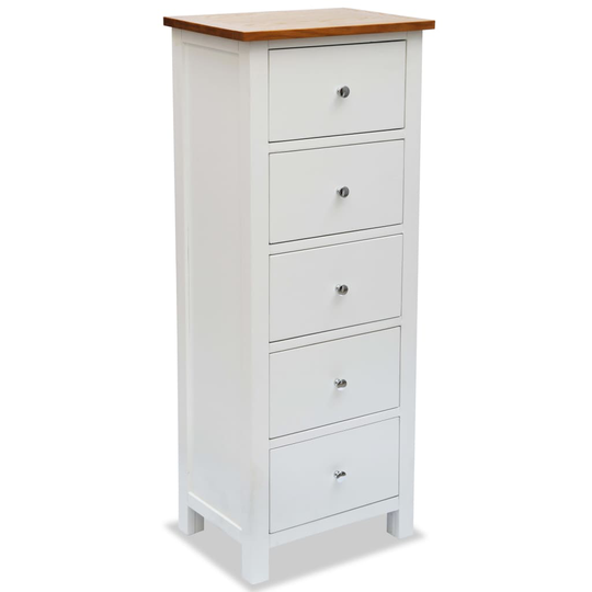 vidaXL høj kommode 45 x 32 x 115 cm massivt egetræ