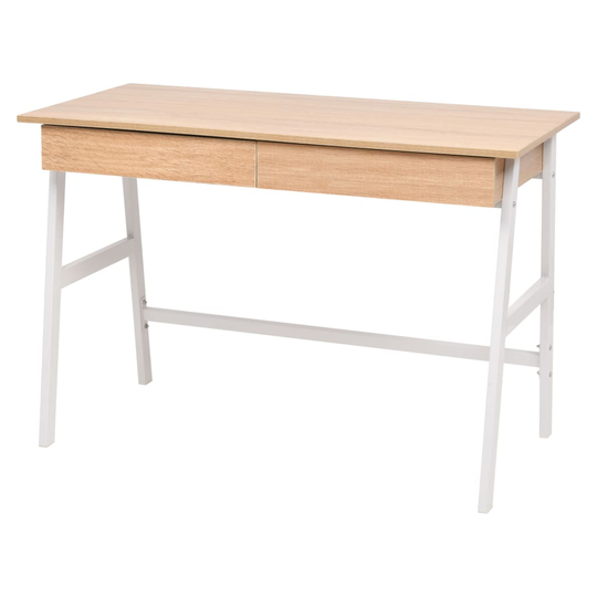 vidaXL skrivebord 110x55x75 cm egetræsfarvet og hvid