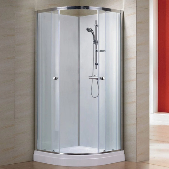 Sanipro Dusjkabinett Agera Buet - Hvite Bakvegger Krom / 80x80cm Hvit Glass