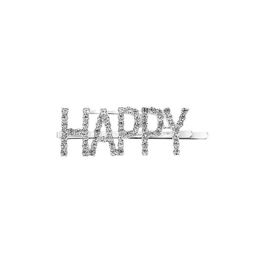 Hårnåle med tekst - Happy