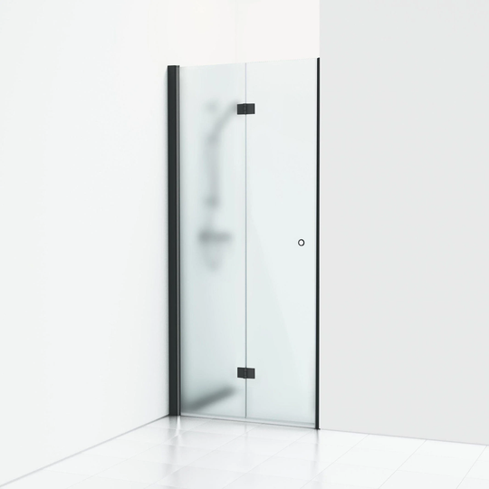 Svedbergs Skoga Dusjnisje Leddet Enkel Svart Matt / 80cm Frostet Glass