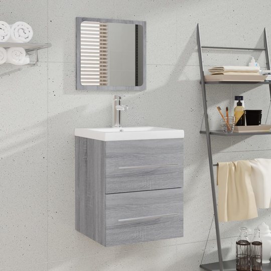 vidaXL badeværelsesskab 41x38,5x48 cm konstrueret træ grå sonoma-eg
