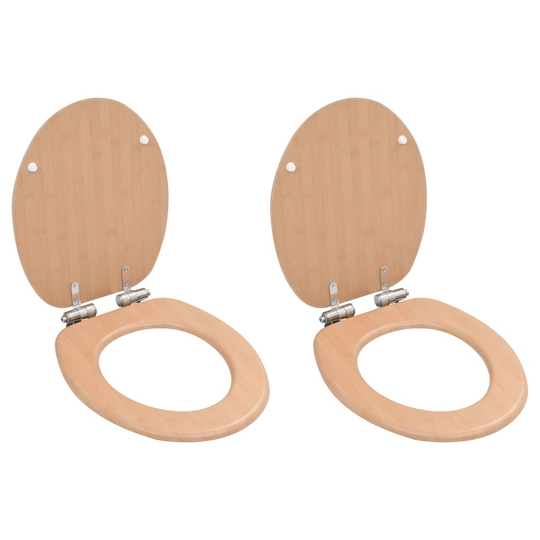 vidaXL toiletsæder 2 stk. med soft close-låg MDF bambusdesign