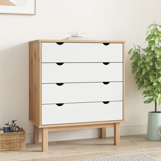vidaXL kommode 76,5x39,5x90 cm massivt fyrretræ brun og hvid