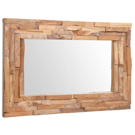 vidaXL dekorativt spejl i teak 90 x 60 cm rektangulært