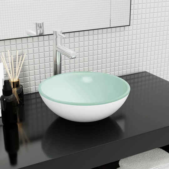 vidaXL håndvask 35x12 cm hærdet glas hvid
