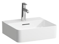 Laufen Val hvid håndvask fremstillet af SaphirKeramik 45 x 42 cm med hanehul og glaseret overløb