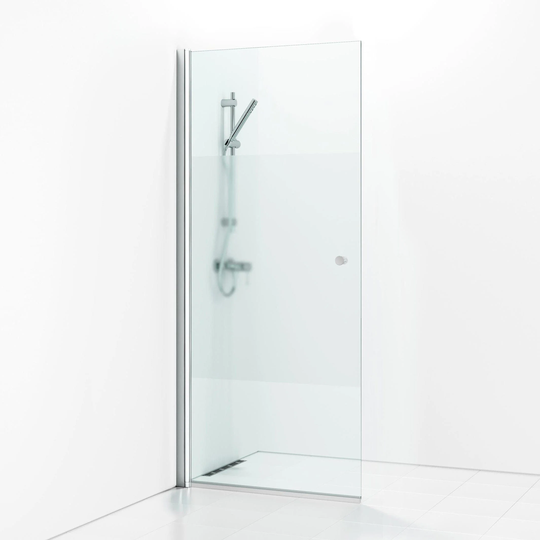 Svedbergs Skoga Dusjnisje Rett Enkel Krom / 80cm Halvfrostet Glass