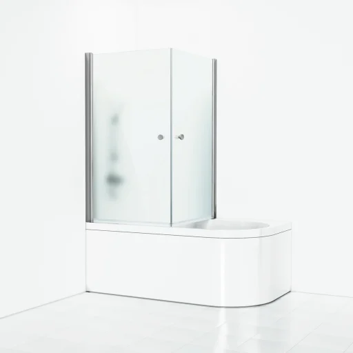 Svedbergs Skoga badekarhjørne 83 x 83 cm, frostet glass/blank alu