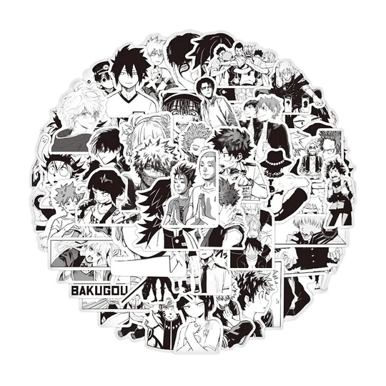 Megapakke med Klistermærker - Anime Black and White