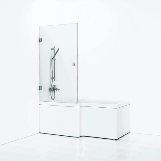 Svedbergs 180° Svingbar Badekarvegg 81cm Krom / Krystall Glass