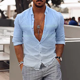 herreskjorte med lange ermer topper button-down print gradient krage street daglig uformell mote pustende komfortabel