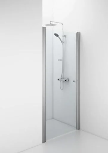 Ifö Space svingdør m/knoppgrep 120 cm, Klart glass/ Alu profil