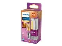 Philips - LED-filament-lyspære - form: B35 - klar finish - E14 - 3.4 W (tilsvarende 40 W) - klasse D - varmt hvidt lys - 2200-2700 K