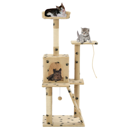 vidaXL kradsetræ til katte med sisal-kradsestolper 120 cm beige poteprint
