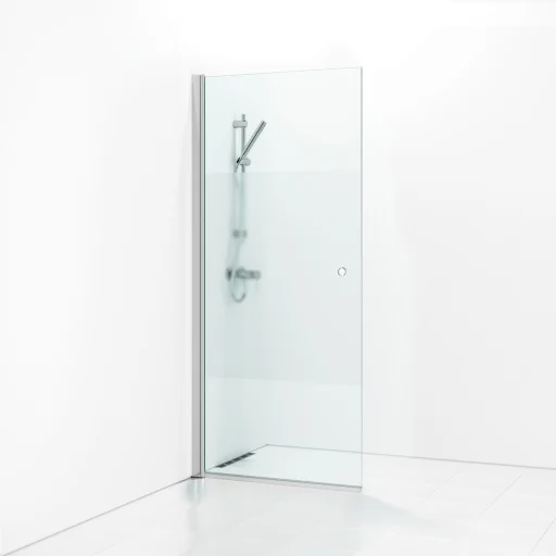 Svedbergs Skoga svingbar dusjveg 87 cm, frostet glass/mat alu, m/hullgrep