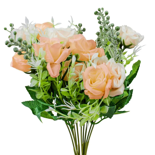2x Blomsterbuket i Plast, Roser - Abrikos