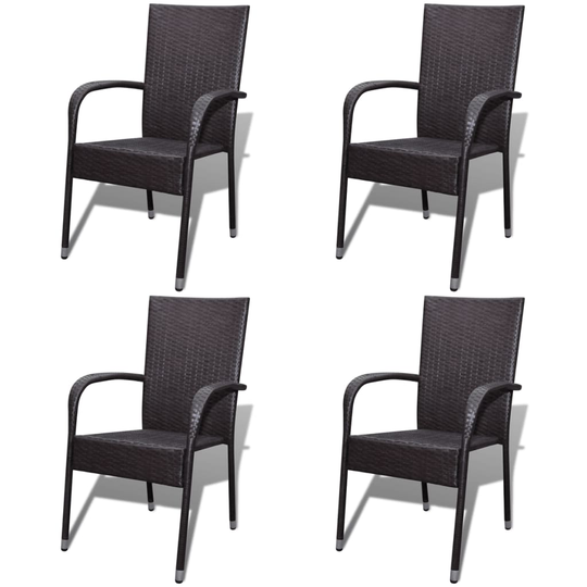 vidaXL havestole 4 stk. polyrattan brun