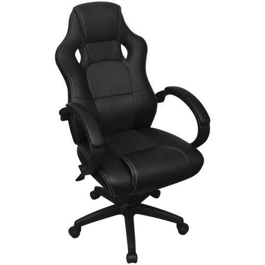 vidaXL racer-kontorstol i sort kunstlæder
