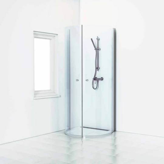 Svedbergs Skoga U-dusj Rettvegg/hjørne 90x67cm / Matt Aluminium Klart Glass