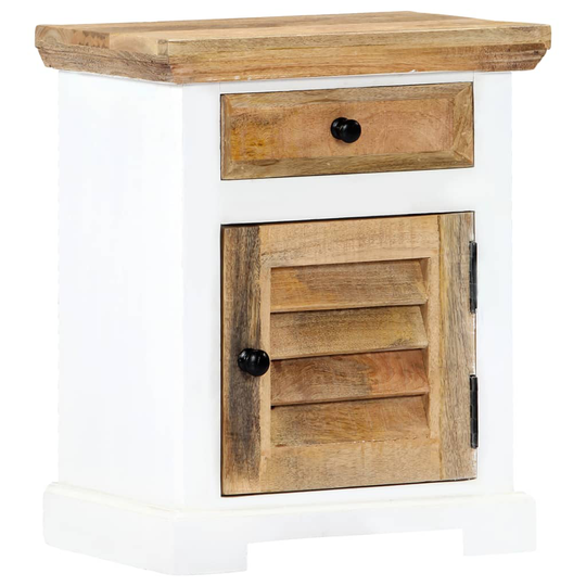 vidaXL natbord 40 x 30 x 50 cm massivt ru mangotræ hvid og brun