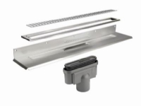 Unidrain 1004 armatur m/bagflange 900 mm, ClassicLine rist Column, ramme H10 og udløbshus Ø 75 mm lodret, inkl. vandlås & trævlesi
