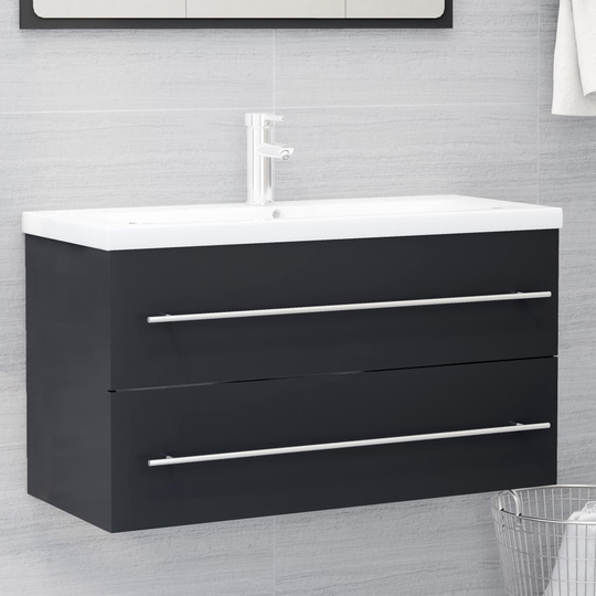 vidaXL vaskeskab 90x38,5x48 cm spånplade grå